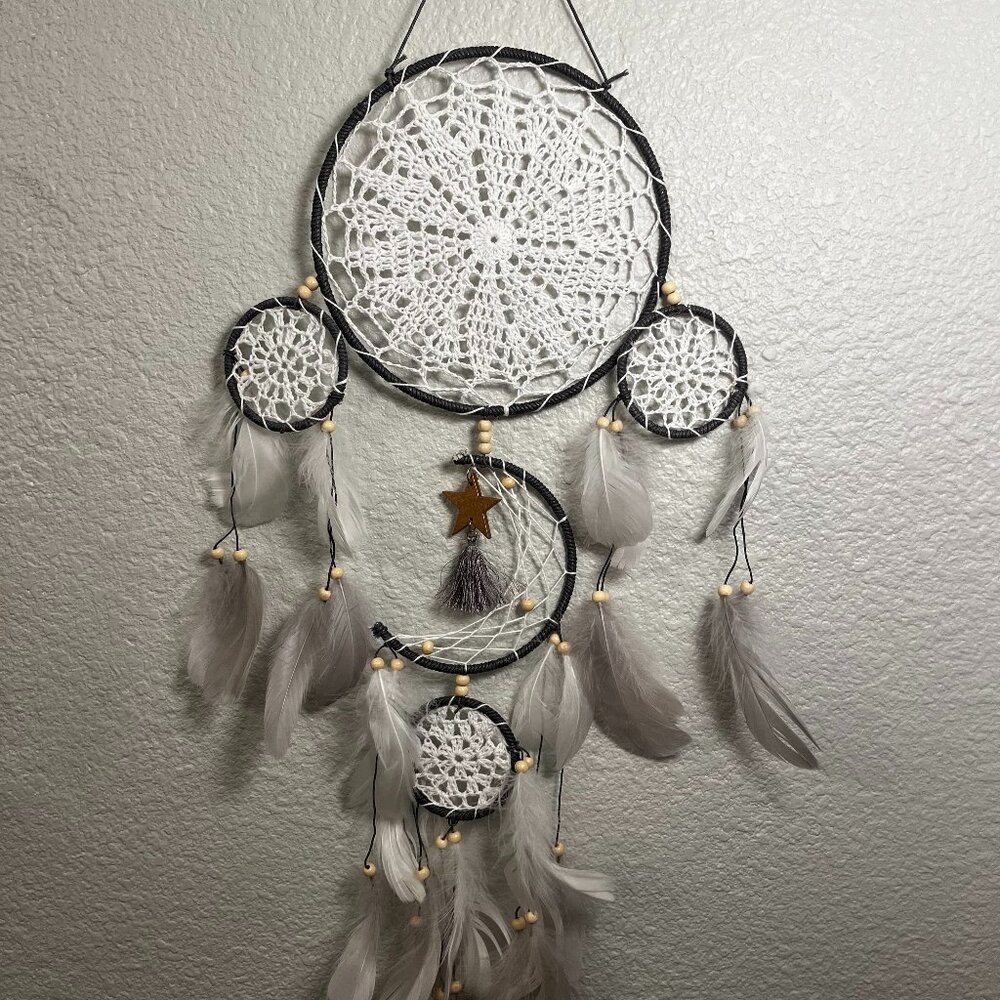 Eco friendly natural hand-crafted woven macramé dreamcatcher wall hanging